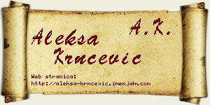 Aleksa Krnčević vizit kartica
